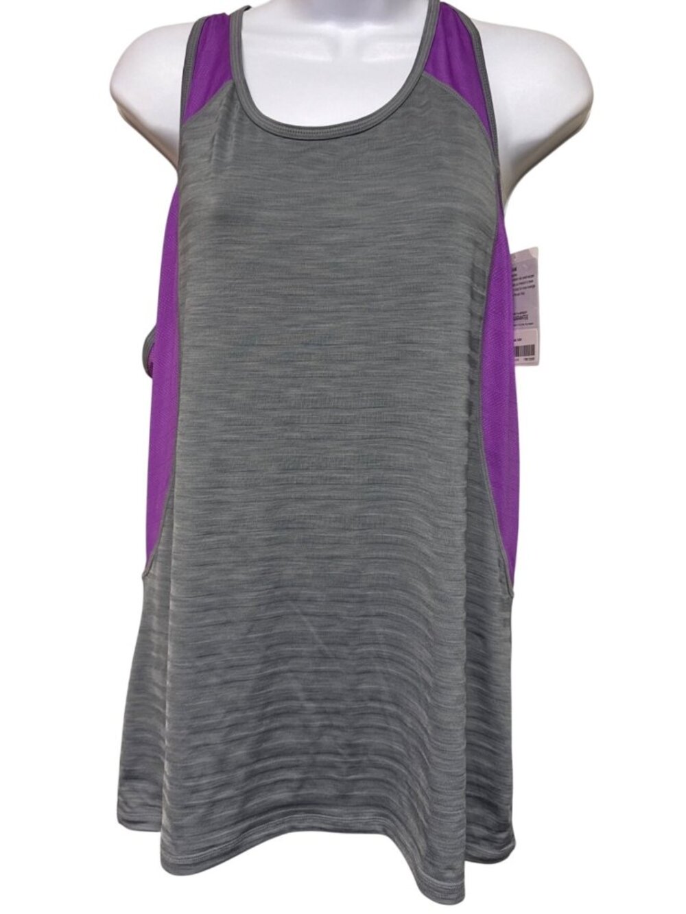 Athleta Spinner Tank XL Gray Purple Racerback Workout Top NWT Athletic Running